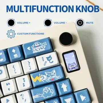 EPOMAKER CIDOO ABM066 Alice-Layout Mechanical Keyboard with TFT-LCD Screen and Knob, VIA-programmable, Hot Swappable 3 Modes(Bluetooth/2.4G/USB-C) Gaming Keyboard (Cream White, Silent Blue Switch)