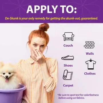 De-Skunk Odor Destroying Shampoo for Dogs, 32 oz. – Formulated with Powerful De-Greasers, Skunk Odor Remover for Pets, Carpet, Furniture and More – Removes Skunk Smell Fast