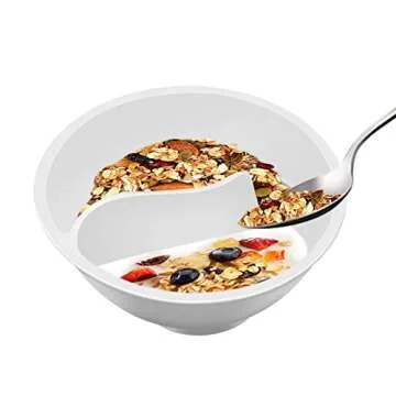 MADINE Anti-Soggy Cereal Bowl, Never Soggy Cereal Bowlm, Reusable Snack and Dip Bowls, BPA-Free Divided Bowls for Kids and Adults (red)