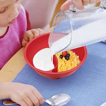 MADINE Anti-Soggy Cereal Bowl, Never Soggy Cereal Bowlm, Reusable Snack and Dip Bowls, BPA-Free Divided Bowls for Kids and Adults (red)