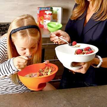 MADINE Anti-Soggy Cereal Bowl, Never Soggy Cereal Bowlm, Reusable Snack and Dip Bowls, BPA-Free Divided Bowls for Kids and Adults (red)