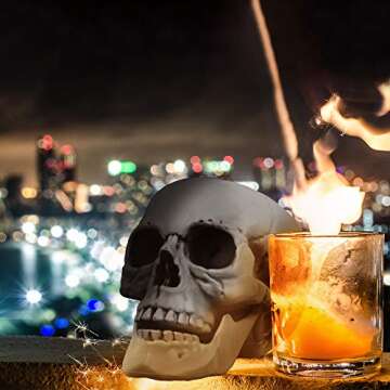 MOKRY PARTY Life Size Skeleton Skull for Halloween Decor Graveyard Outdoor White