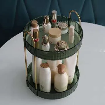 KOUHTIKA 360° Rotating Makeup Organizer for Vanity Spinning Organizer Bathroom Countertop Storage C...