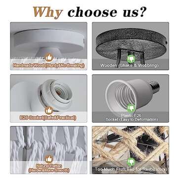 BUXVRCS Rattan Ceiling Light - Boho Flush Mount Design