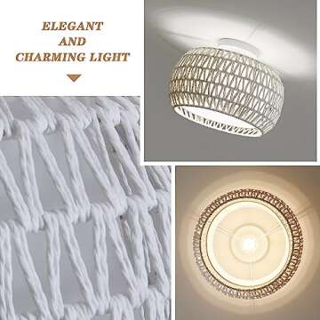 BUXVRCS Rattan Ceiling Light - Boho Flush Mount Design