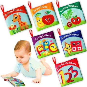 BabyBibi Interactive Cloth Book Set for Infants - Colorful Soft Books for Early Learning