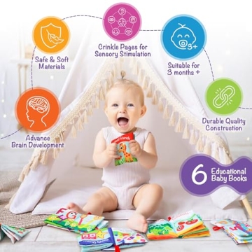 Soft Cloth Books for Babies - Set of 6 Interactive Learning Tools