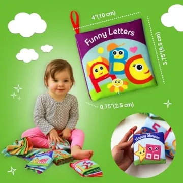 Soft Cloth Books for Babies - Set of 6 Interactive Learning Tools