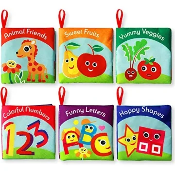 Soft Cloth Books for Babies - Set of 6 Interactive Learning Tools