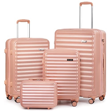 Coolife 4-Piece Stylish & Durable Luggage Set for Travelers