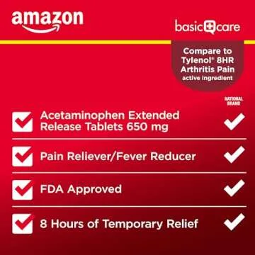 Amazon Basic Care Acetaminophen Extended-Release Pain Relief Tablets
