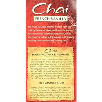 Twinings of London French Vanilla Chai Tea Bags 1.41 Ounces - 1 Box
