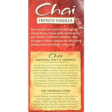 Twinings of London French Vanilla Chai Tea Bags 1.41 Ounces - 1 Box