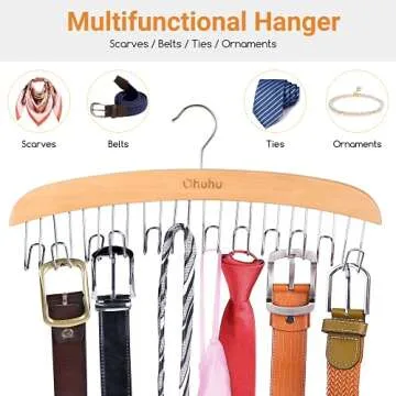 Ohuhu Belt Hanger Organizer - 12 Hooks for Stylish Storage