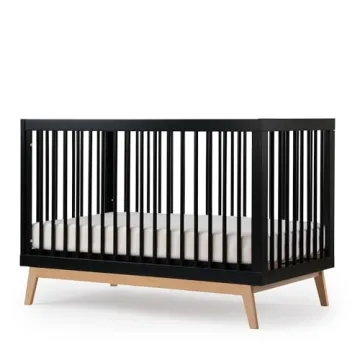 Dadada Baby Soho 3-in-1 Convertible Crib – GREENGUARD Certified Wooden Crib (Black/Natural)
