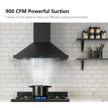 IKTCH 30" Black Wall Mount Range Hood - 900 CFM