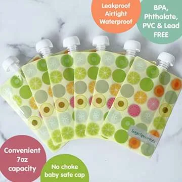 Sage Spoonfuls 7-Piece Feeding Set Suction Plate and Reusable Baby Food Pouches for Babies and Toddl...