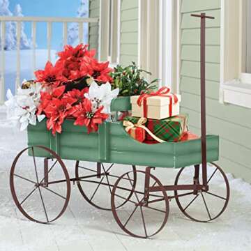 Collections Etc Amish Wagon Decorative Planter for Garden