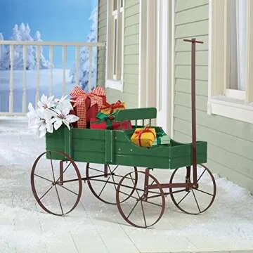 Collections Etc Amish Wagon Decorative Planter for Garden