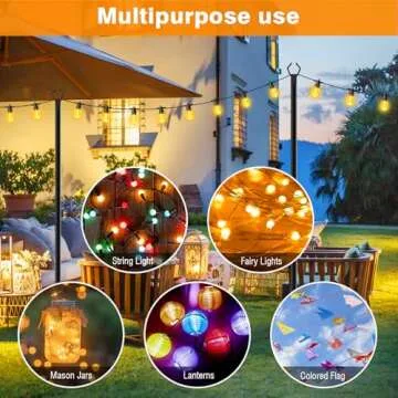 LETIANPAI 4 Pack String Light Poles,10 Ft Metal Poles with Fork for Outdoor String Lights,Outdoor Light Poles with Fork,Poles/Post/Stand for Outside,Patio,Deck,Backyard,Garden Wedding,Party
