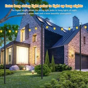 LETIANPAI 4 Pack String Light Poles,10 Ft Metal Poles with Fork for Outdoor String Lights,Outdoor Light Poles with Fork,Poles/Post/Stand for Outside,Patio,Deck,Backyard,Garden Wedding,Party