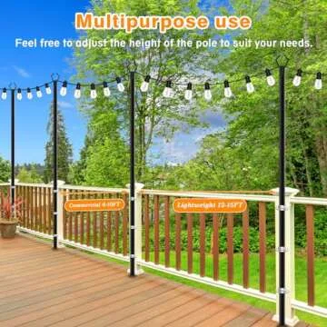 LETIANPAI 4 Pack String Light Poles,10 Ft Metal Poles with Fork for Outdoor String Lights,Outdoor Light Poles with Fork,Poles/Post/Stand for Outside,Patio,Deck,Backyard,Garden Wedding,Party