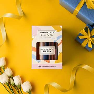 The Little Calm and Happy Company Happy Friendship Quotes Jar (30 Notes) Fun, Inspirational, Motivational Messages | Cute, Colorful Paper Slip Notes | Incl. Gift Box