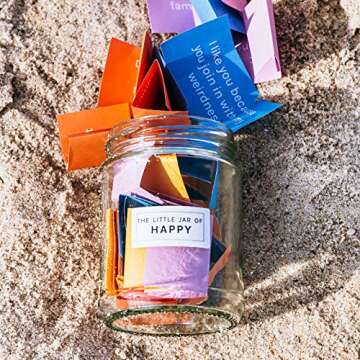 The Little Calm and Happy Company Happy Friendship Quotes Jar (30 Notes) Fun, Inspirational, Motivational Messages | Cute, Colorful Paper Slip Notes | Incl. Gift Box