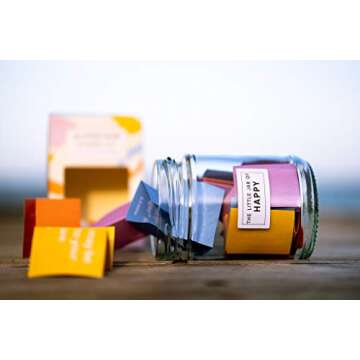 The Little Calm and Happy Company Happy Friendship Quotes Jar (30 Notes) Fun, Inspirational, Motivational Messages | Cute, Colorful Paper Slip Notes | Incl. Gift Box