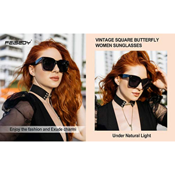 FEISEDY Vintage Butterfly Sunglasses UV 400 Protection