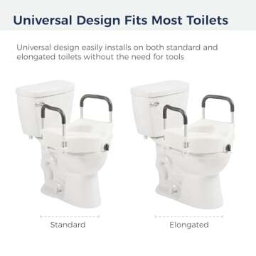 Drive Medical RTL12027RA 2-in-1 Raised Toilet Seat with Removable Padded Arms, Standard Seat