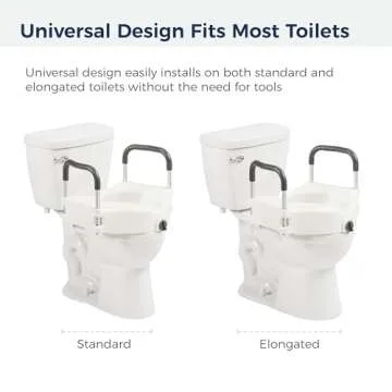 Drive Medical RTL12027RA 2-in-1 Raised Toilet Seat with Removable Padded Arms, Standard Seat