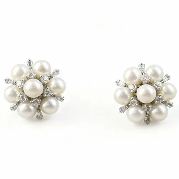 Diamond Earrings - Pearl And Lab Grown Diamond Stud Earrings