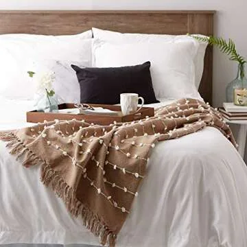 DII Woven Loop Throw Collection, 50x60, Stone
