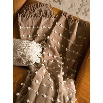 DII Woven Loop Throw Collection, 50x60, Stone