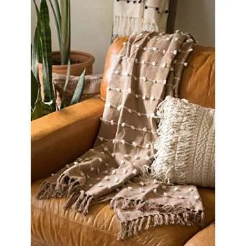 DII Woven Loop Throw Collection, 50x60, Stone