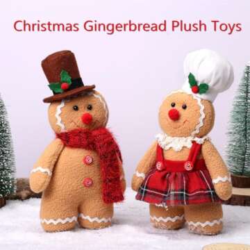 VISTABLUE Gingerbread Plush Toy, Soft Stuffed Gingerbread Man, Christmas Decoration, Unisex Stuffed ...