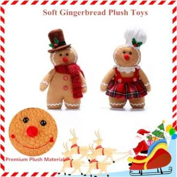 VISTABLUE Gingerbread Plush Toy, Soft Stuffed Gingerbread Man, Christmas Decoration, Unisex Stuffed Animal, 6.7 x 2 x 11.8 inches, Men's Style