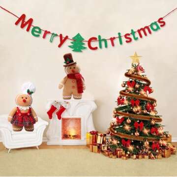 VISTABLUE Gingerbread Plush Toy, Soft Stuffed Gingerbread Man, Christmas Decoration, Unisex Stuffed Animal, 6.7 x 2 x 11.8 inches, Men's Style