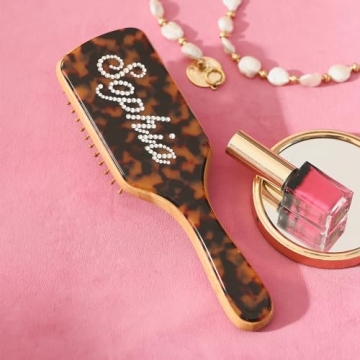 Luxury Custom Rhinestone Name Hairbrush - Anti-Static & Scalp Massage