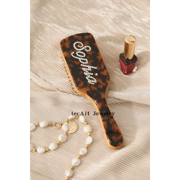 Custom Rhinestone Name Hairbrush Anti-Static Scalp Massage