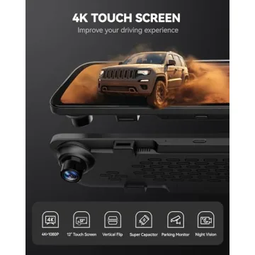 4K Mirror Dash Cam with Dual Cameras & Parking Assistance