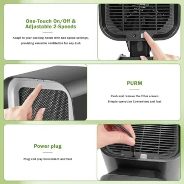 Portable Mini Range Hood with 2 Speed Control