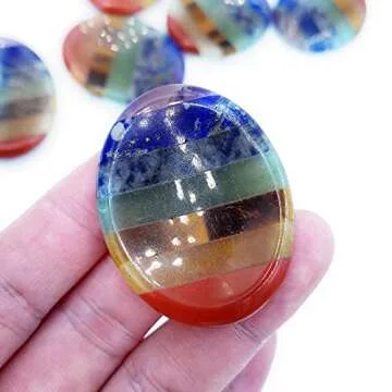 SHARKOOO Thumb Worry Stone - 7 Chakra Crystals Healing Stones for Anxiety