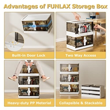 FUNLAX Collapsible Storage Bins Wheels 3 Pack Organizer