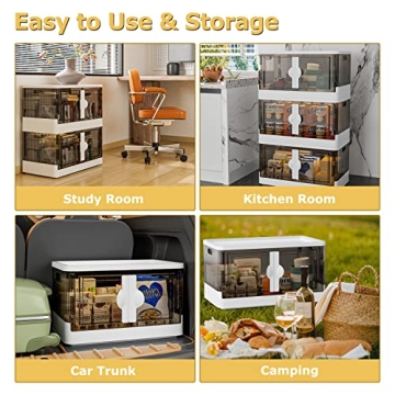 FUNLAX Collapsible Storage Bins Wheels 3 Pack Organizer