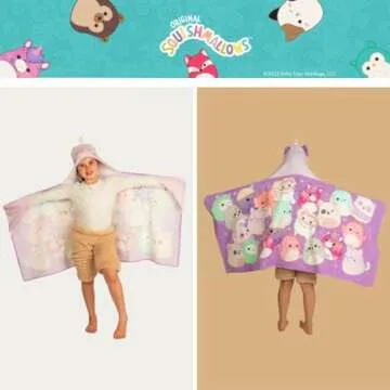 Squishmallows Kids Super Soft Bath/Pool/Beach Soft Cotton Terry Hooded Towel Wrap, 24 in x 50 in, (Officially Licensed Product) By Franco