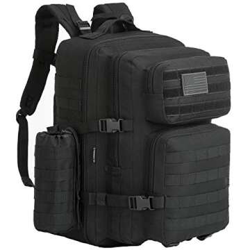 GZ XINXING 3 Day Hiking Molle Assault Pack Military Tactical Army Rucksack Backpack Bug Out Bag Daypack For Hunting Camping Hiking Traveling (Black1)