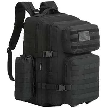 GZ XINXING 3 Day Hiking Molle Assault Pack Military Tactical Army Rucksack Backpack Bug Out Bag Daypack For Hunting Camping Hiking Traveling (Black1)