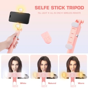 Versatile Selfie Stick Tripod with Rechargeable Remote